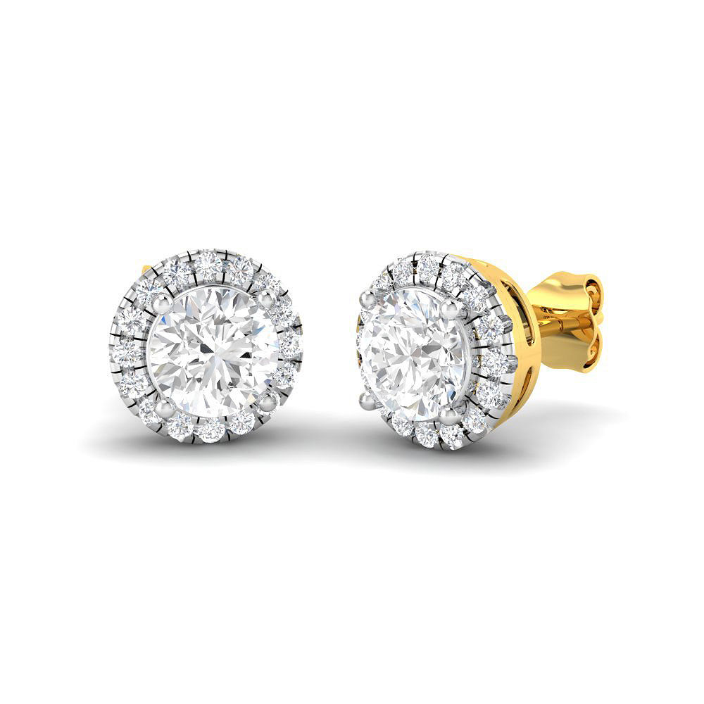 2 Cttw Classic Circle Halo Solitaire Diamond Stud Earrings