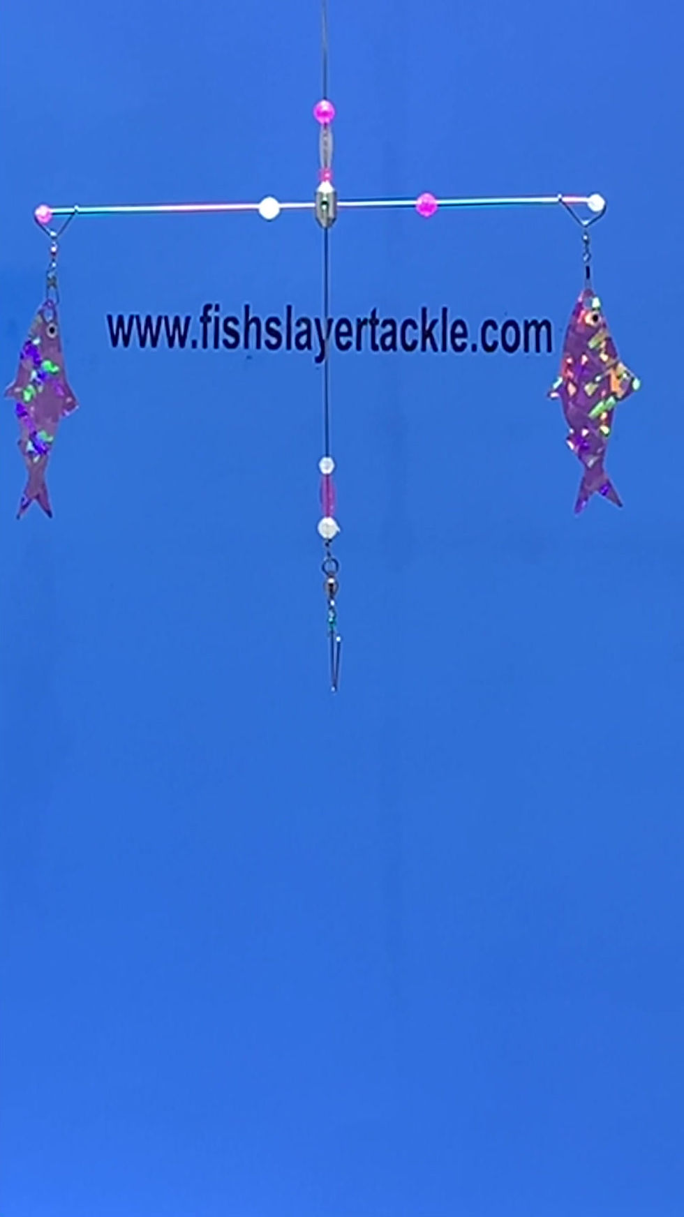Thumbnail: 2 Arm Fishslayer Umbrella Rig  White & Pink Glow Beads & IMMORTAL SLAYER Teasers