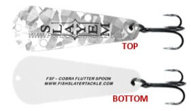 Fishslayer Tackle's Cobra Flutter Spoon named STERLING HAMMER, Top & Bottom views