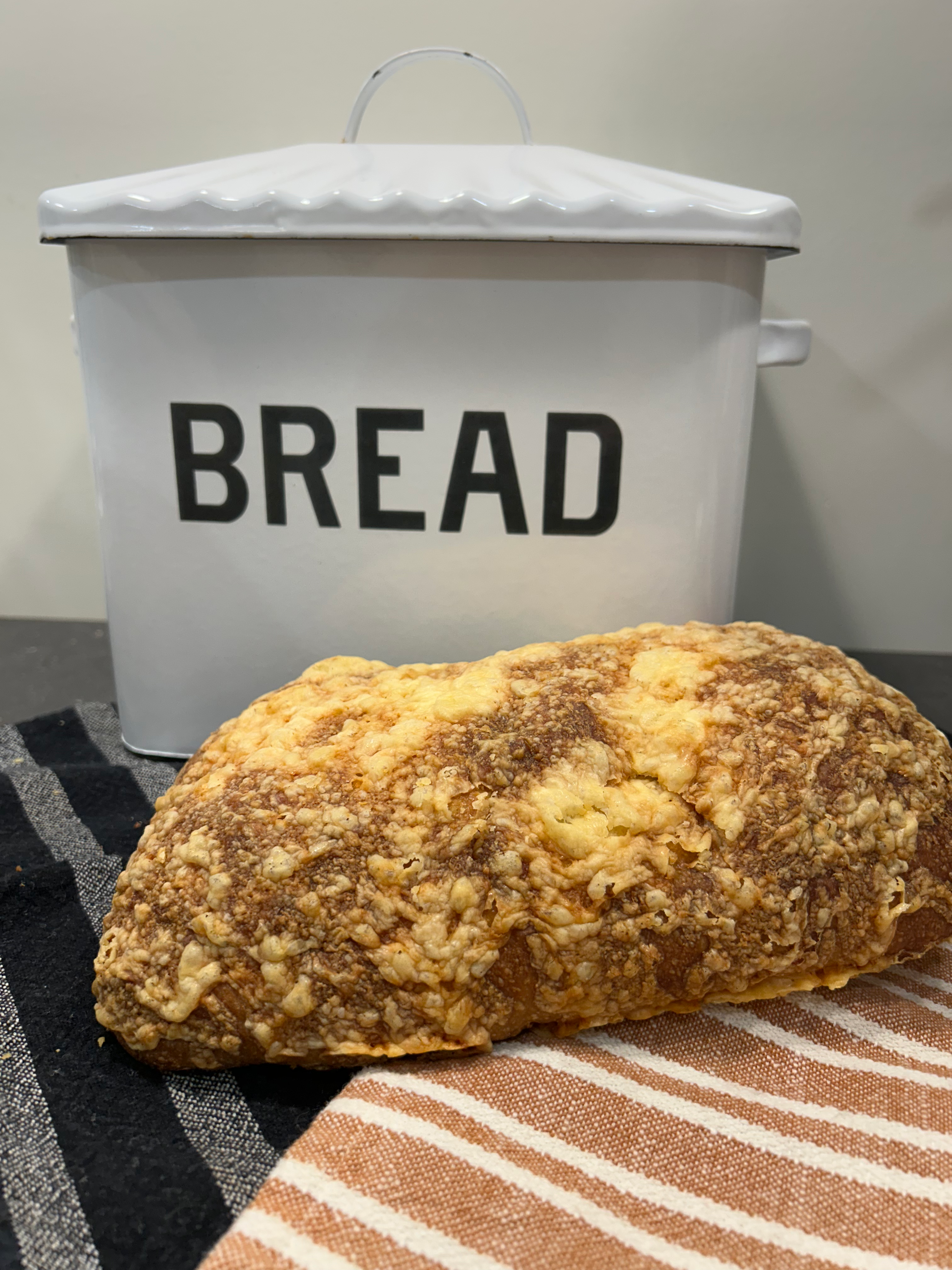 white vintage bread box
