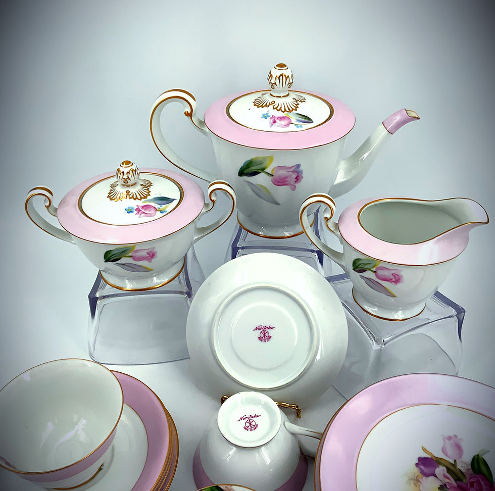 Thumbnail: Noritake/Fine Bone China/Porcelain/Tulip Themed/Tea Set/ Maruki Symbol