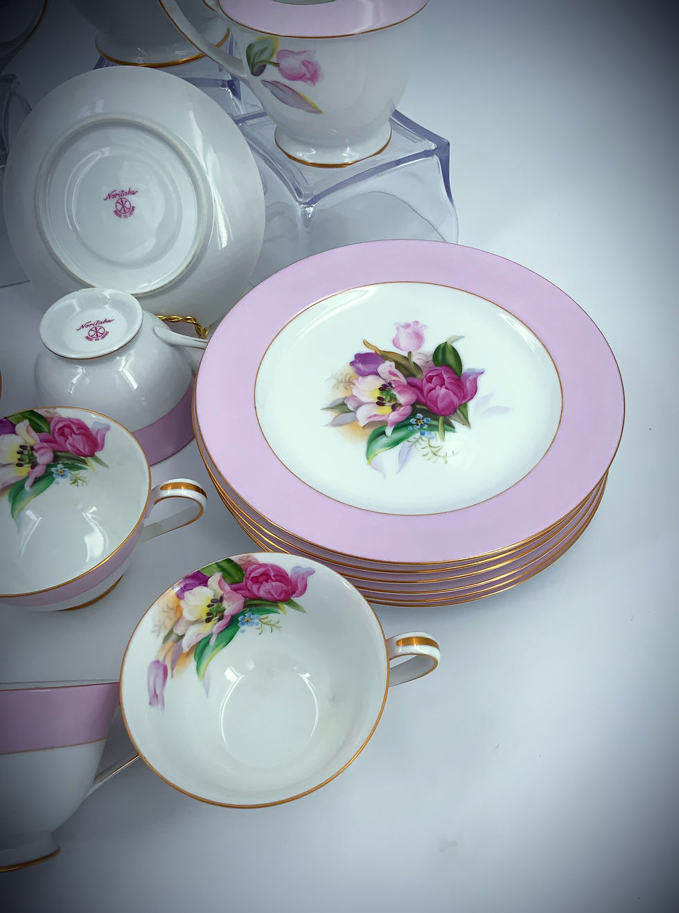 Thumbnail: Noritake/Fine Bone China/Porcelain/Tulip Themed/Tea Set/ Maruki Symbol