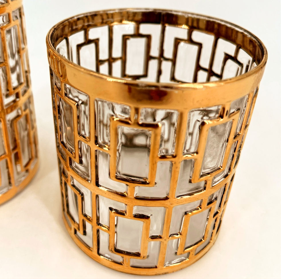 Thumbnail: Imperial Glass Toril de Oro Barware 1 Highball & 1 Rocks 22k Gold