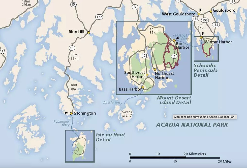 The three park regions from the NPS website