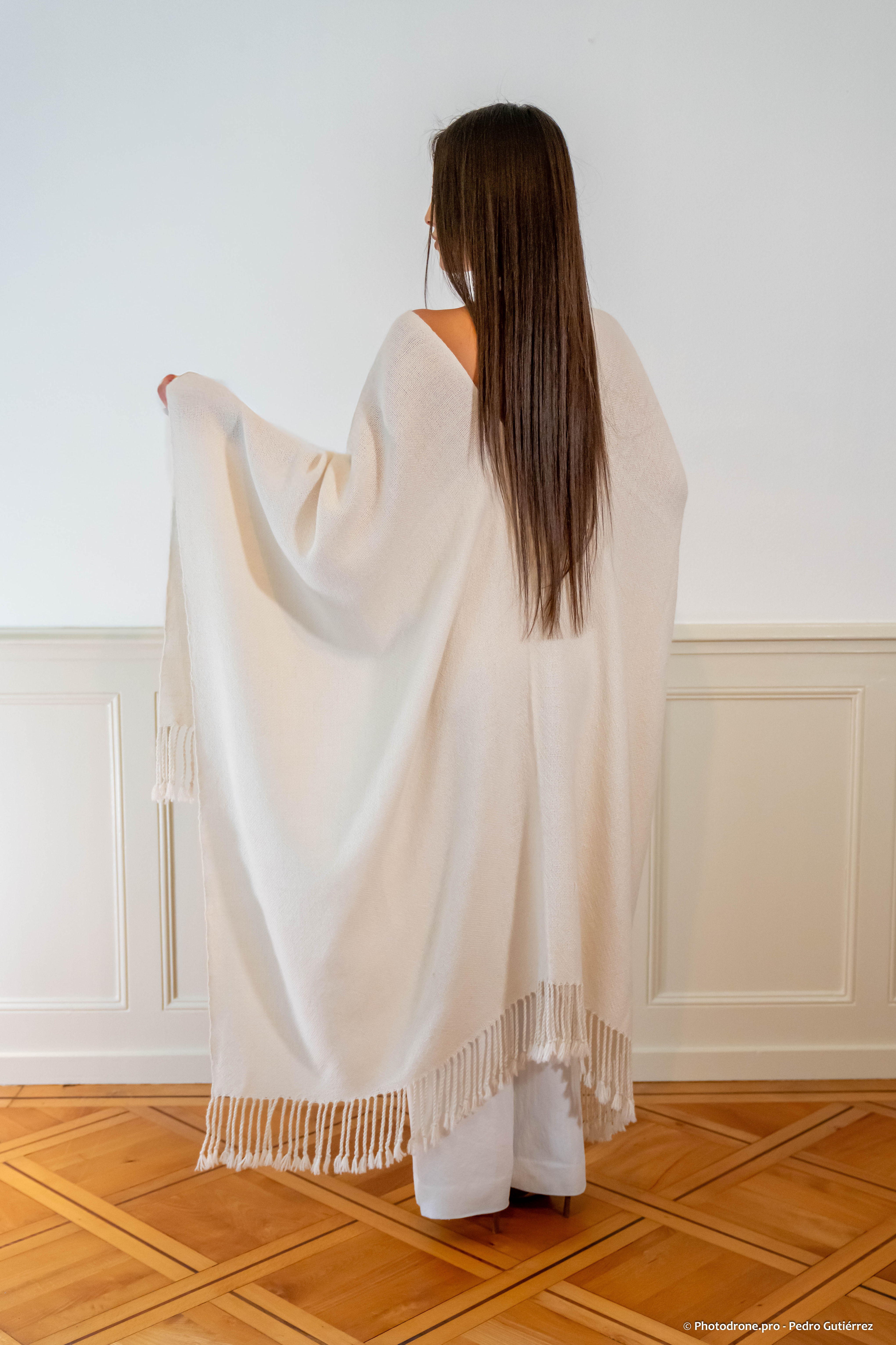 Ruana en Alpaga 100% – Blanc naturel