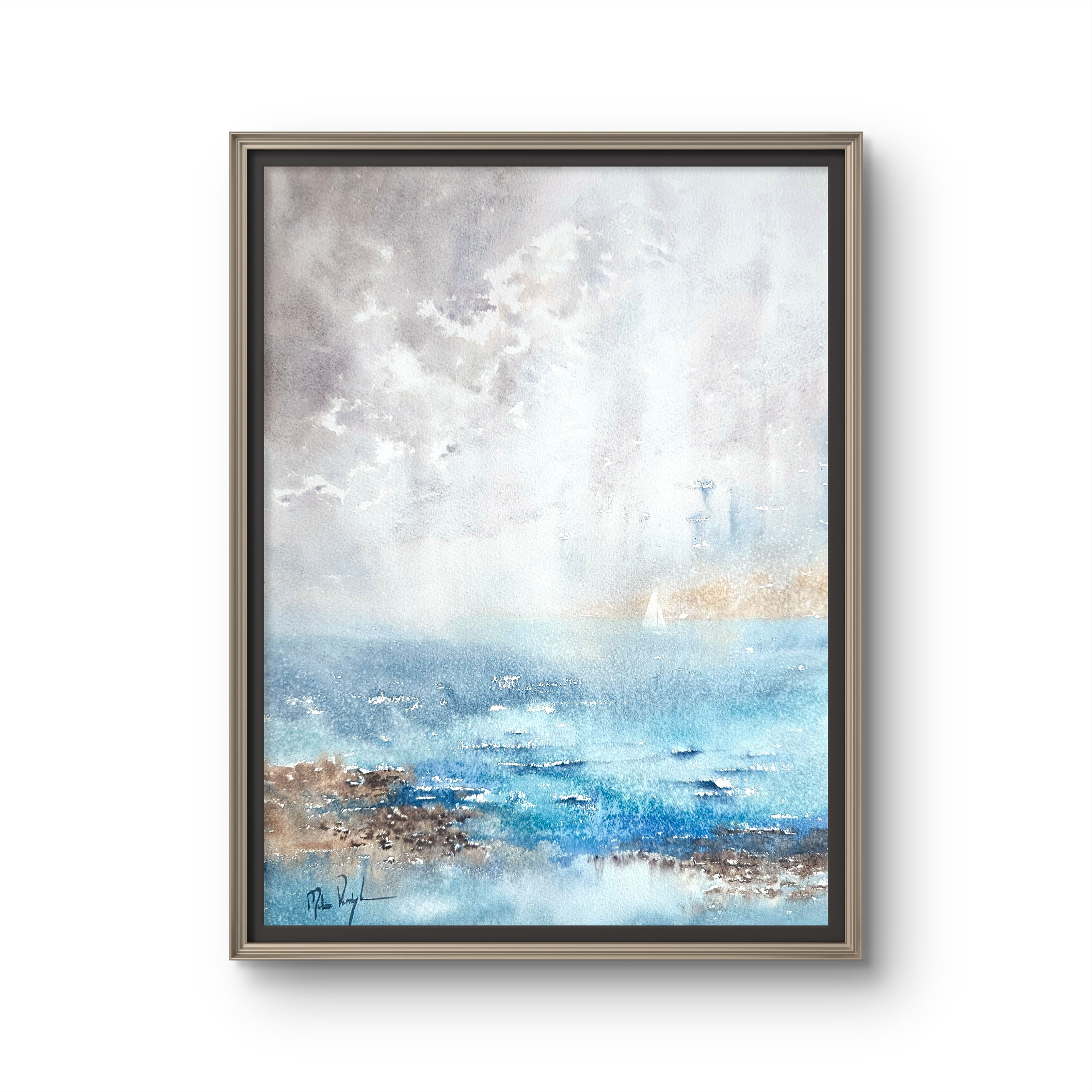 Minimalist Watercolour Art Print Ocean Seascape
