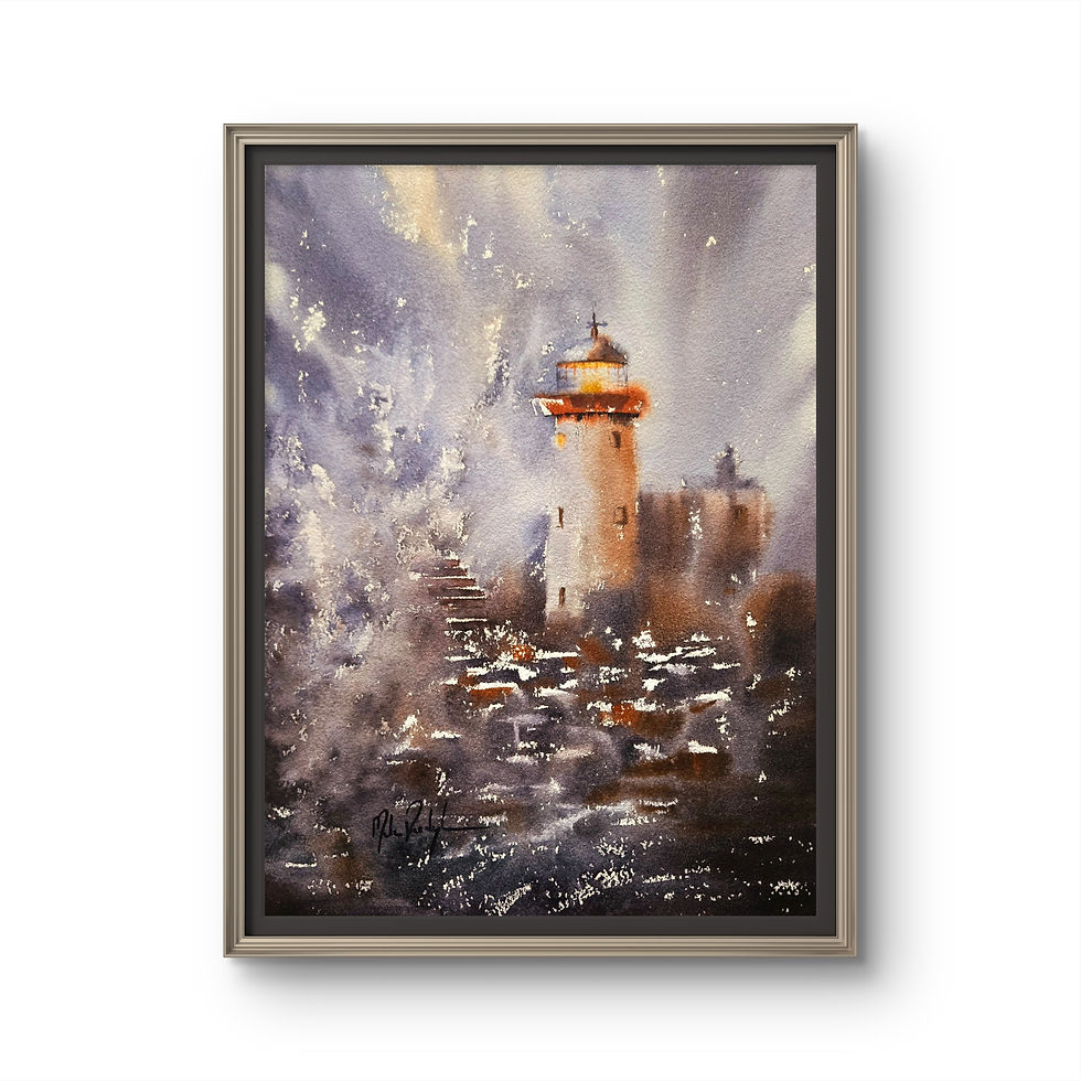 Lighthouse painting watercolour