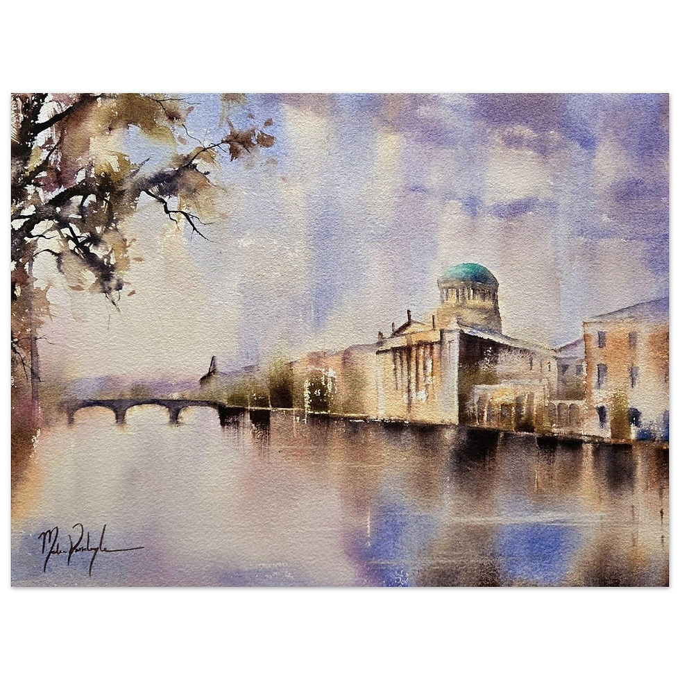 Dublin Watercolor Art Print Cityscape