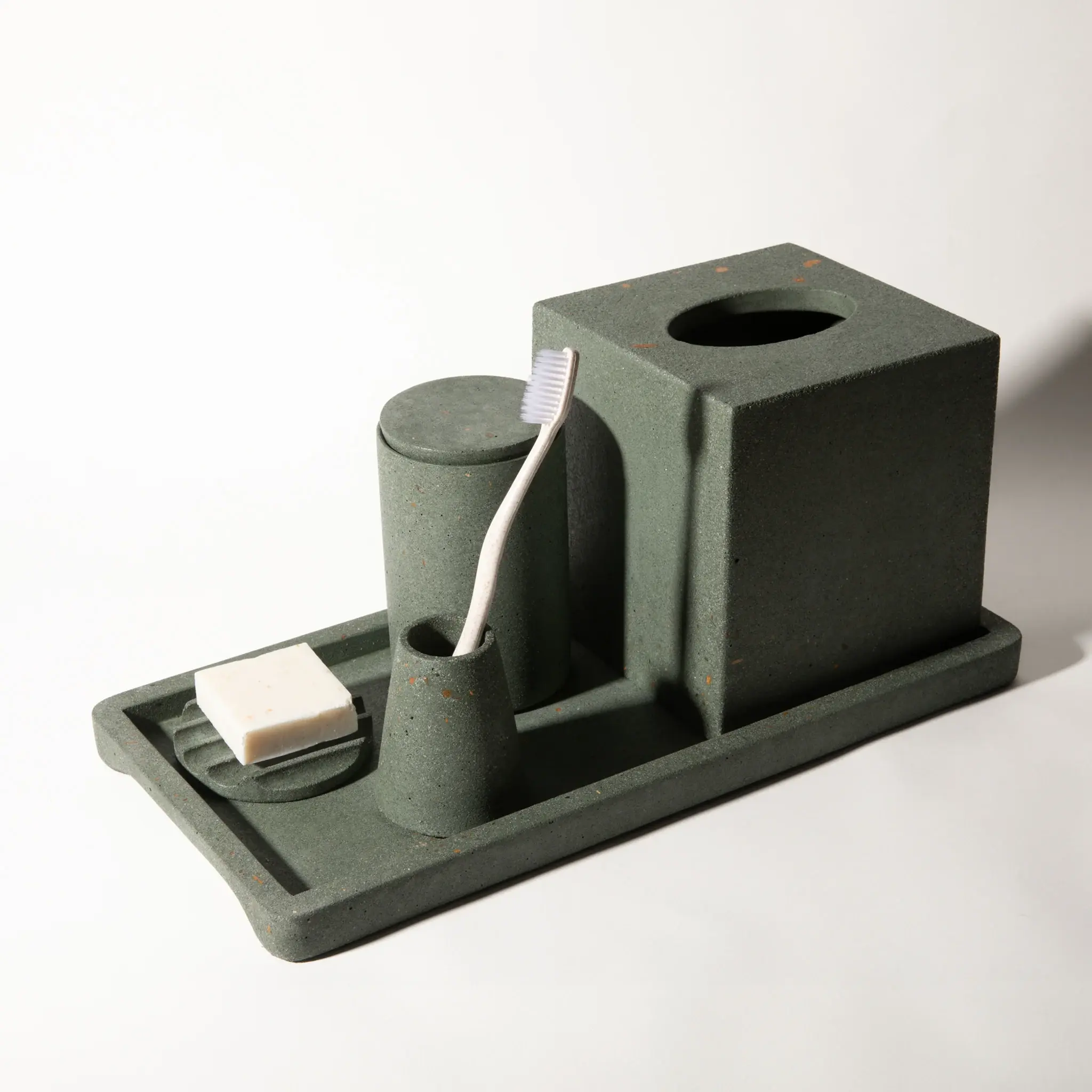 Terrazzo Bathroom Counter Edit in Dark Green