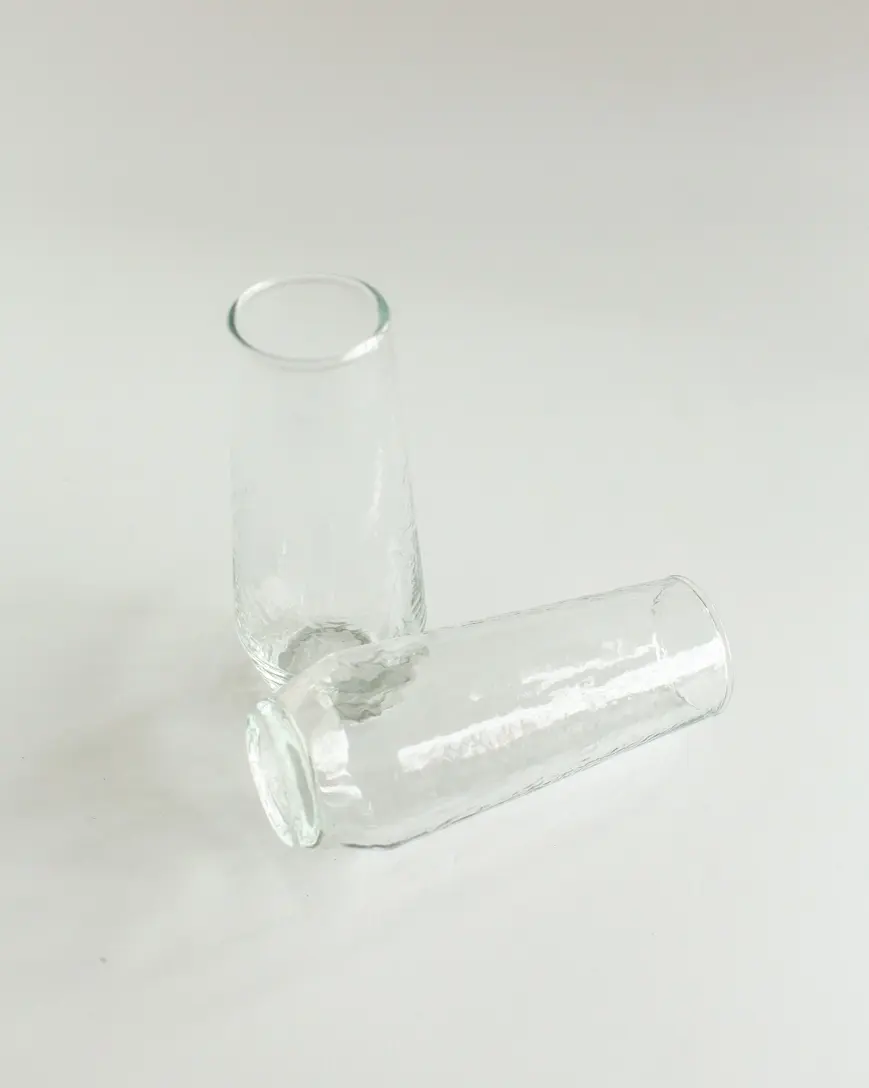 Set of 2 Handblown Hammered Flute Glasses