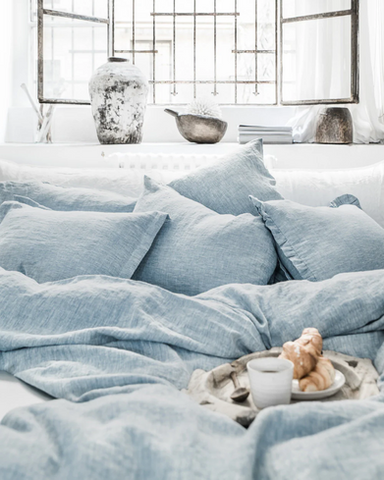 Magic Linen Bedding in Blue Melange