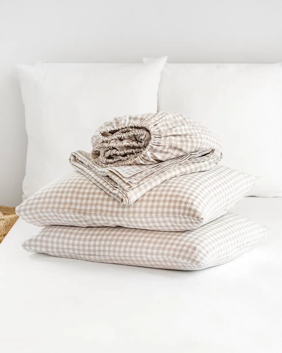 Thumbnail: Sheet Set Natural Linen Gingham