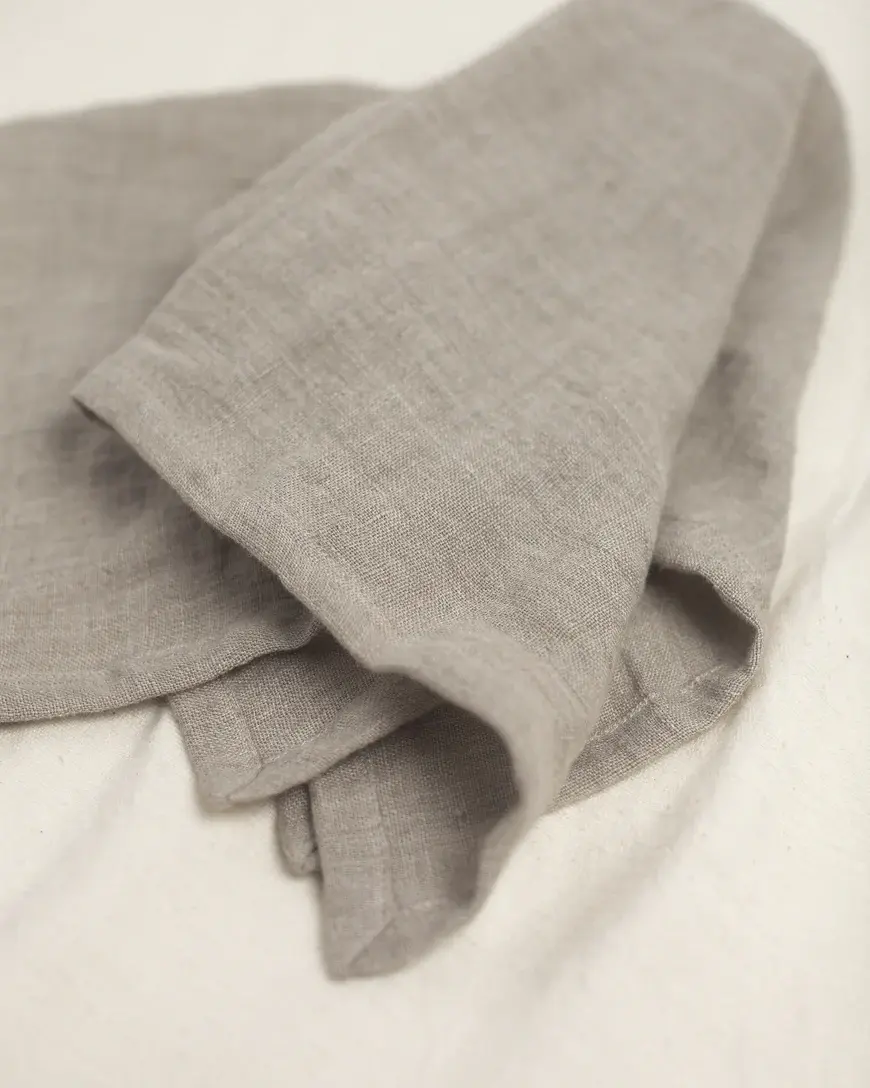 Thumbnail: 2-Set Stone Washed Linen Hemmed Dinner Napkins