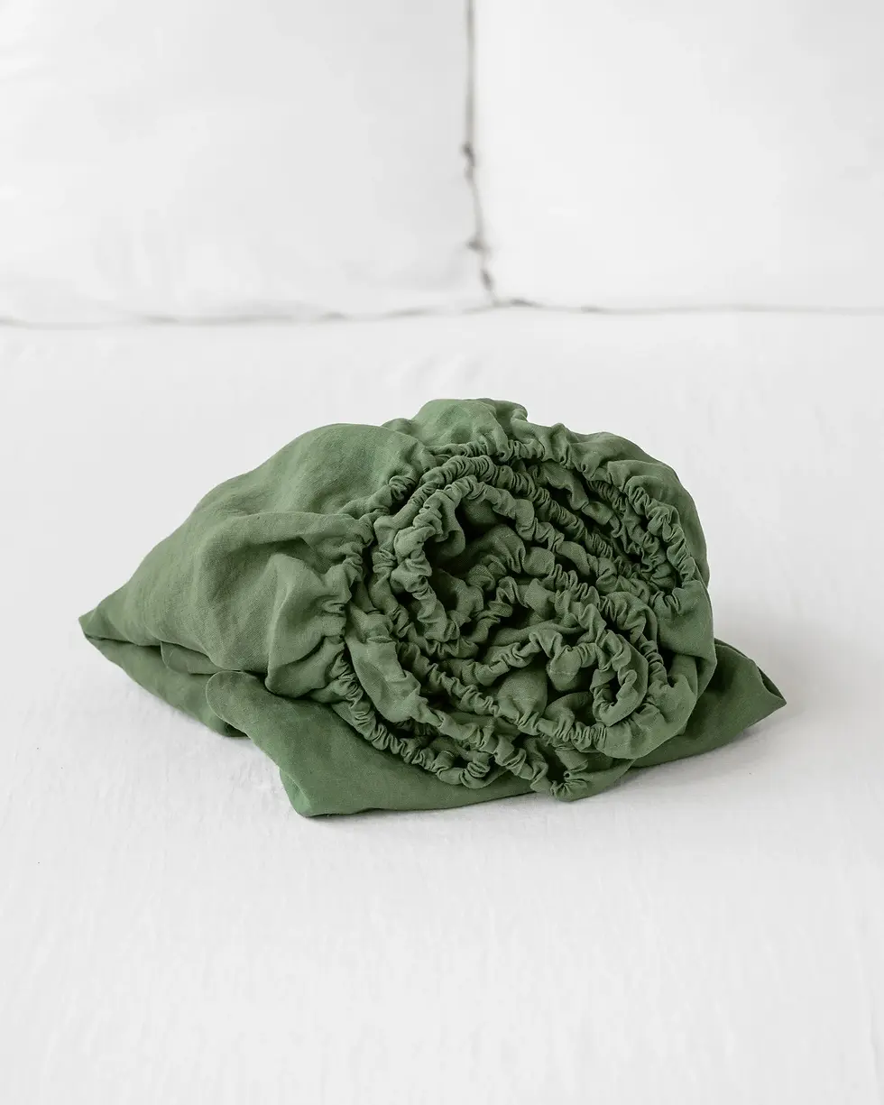 Thumbnail: Linen Fitted Sheets forest green