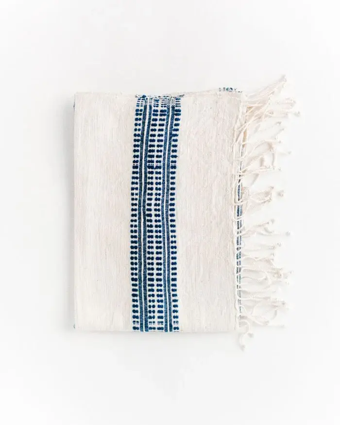 Thumbnail: Aden Cotton Hand Towel natural navy