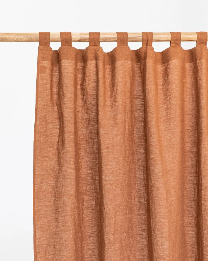MagicLinen Tab Top Linen Curtain Panel cinnamon