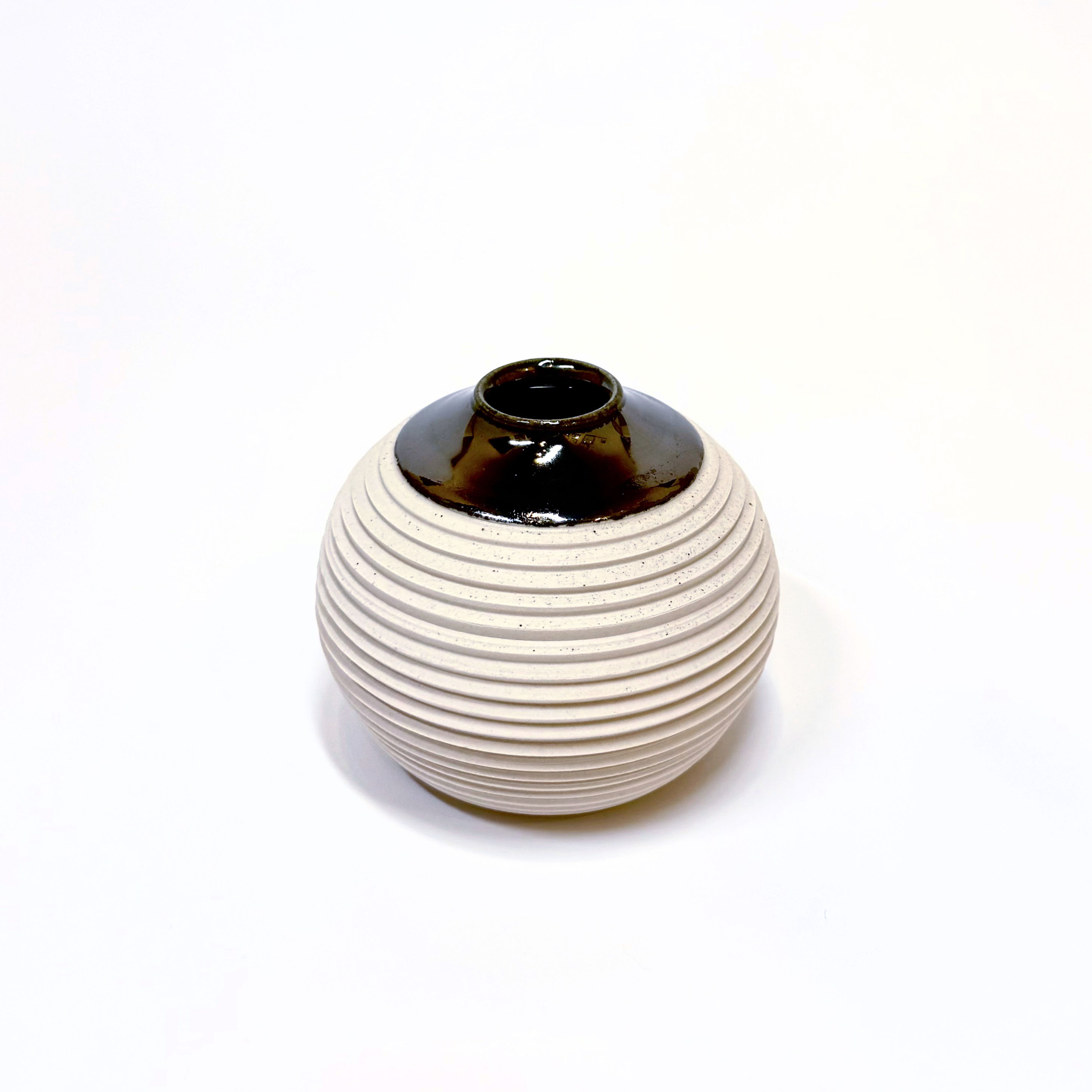 Finch Ceramics Round Porcelain Vase with Palladium