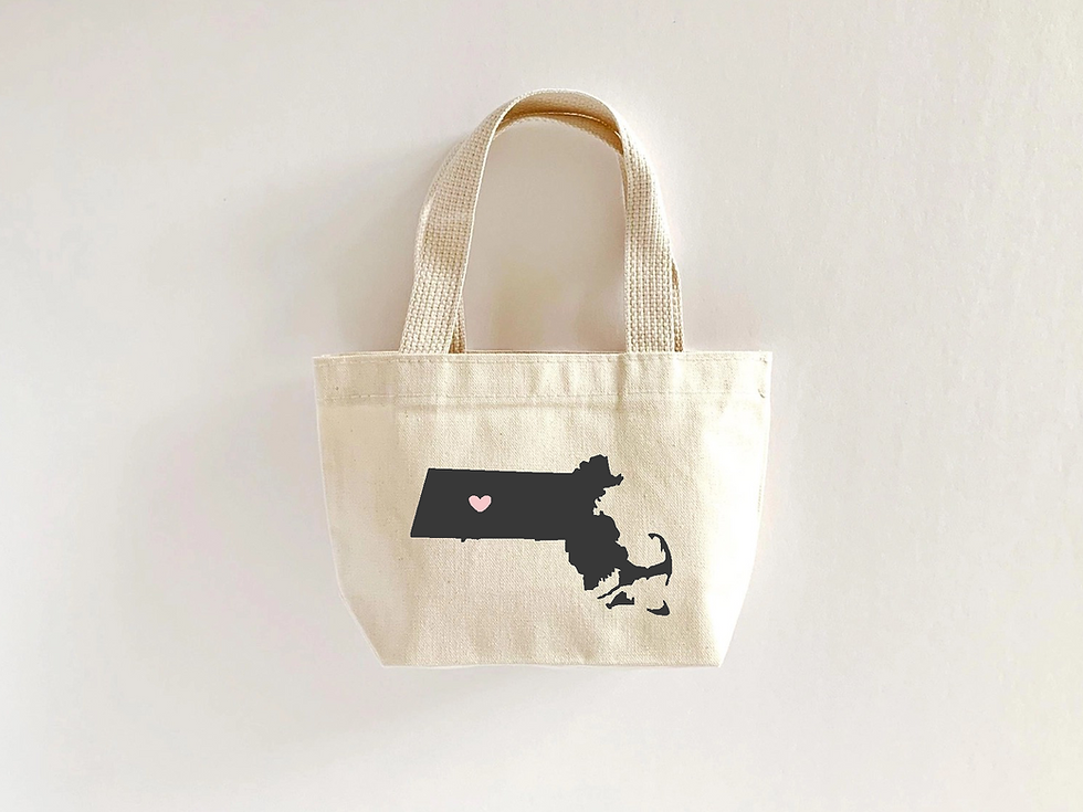 Thumbnail: Love Massachusetts Totes Charcoal with Blush
