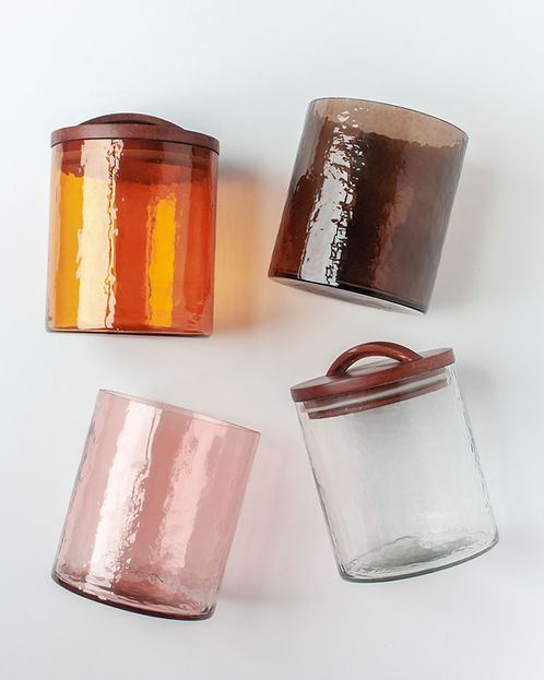 Handblown Hammered Glass Canister - Small