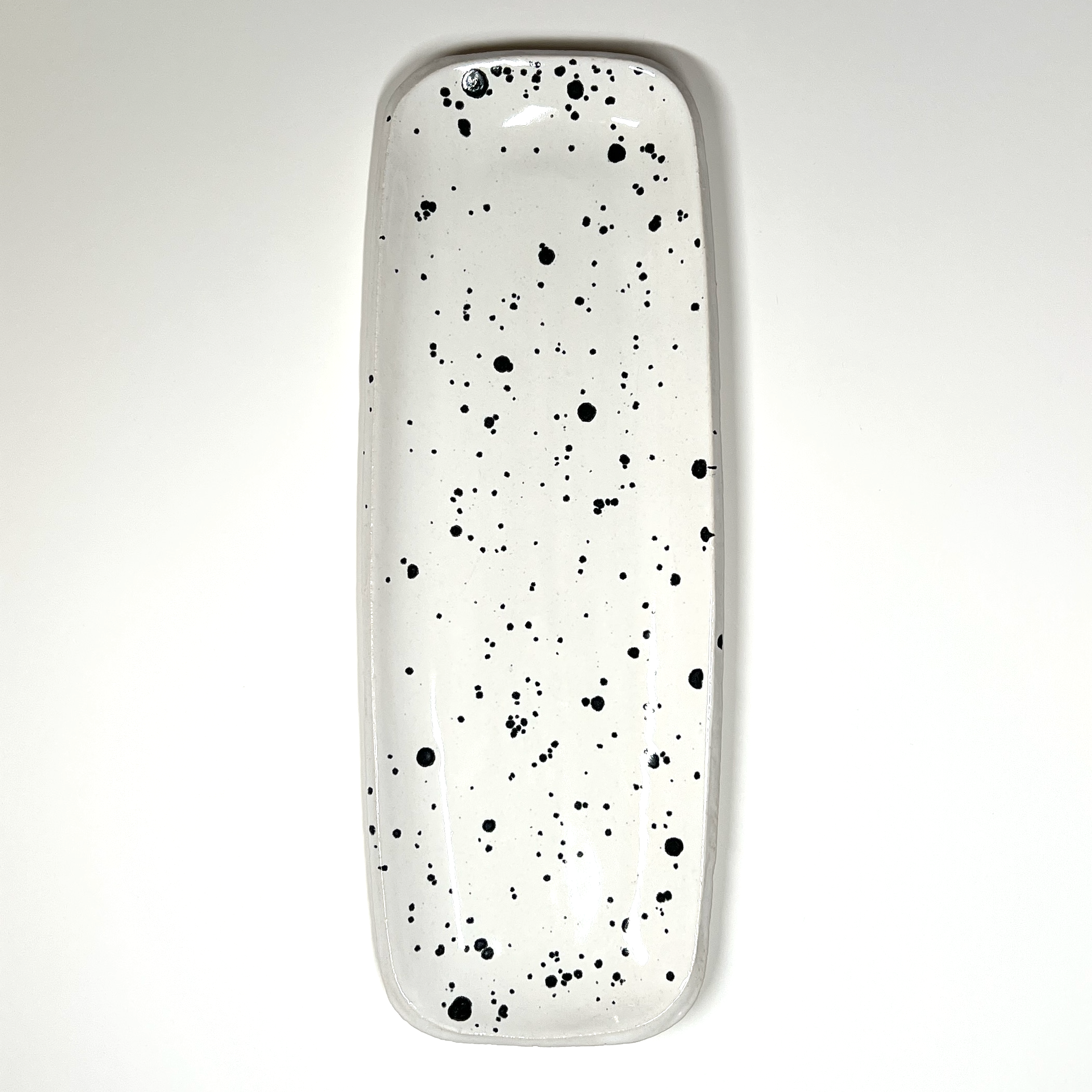 Stoneware Elongated Serving Platter in Speckled Black