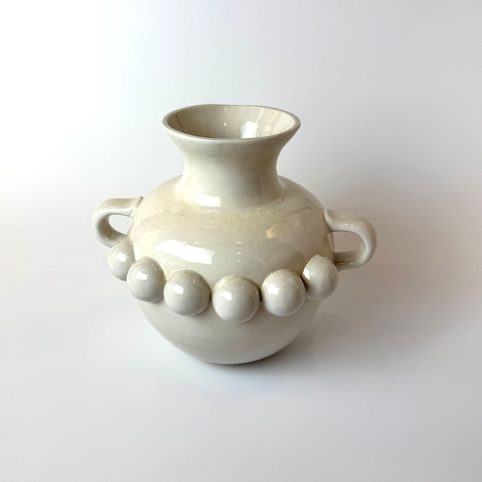 Handmade Ceramic Barnacle Handled Amphora in Off white