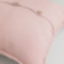 20" Linen Throw Pillow Cover with Buttons detail wood rose