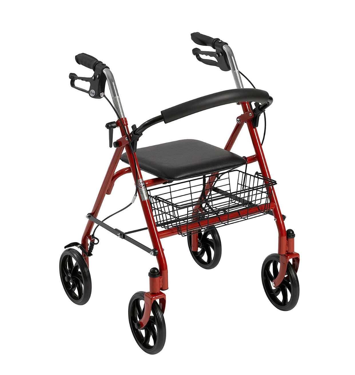 Drive Medical Four Wheel Rollator with Fold Up Removable Back Support, Red