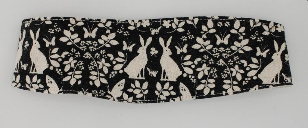 Child's Black White Rabbit Design on Premium Linen Head Band