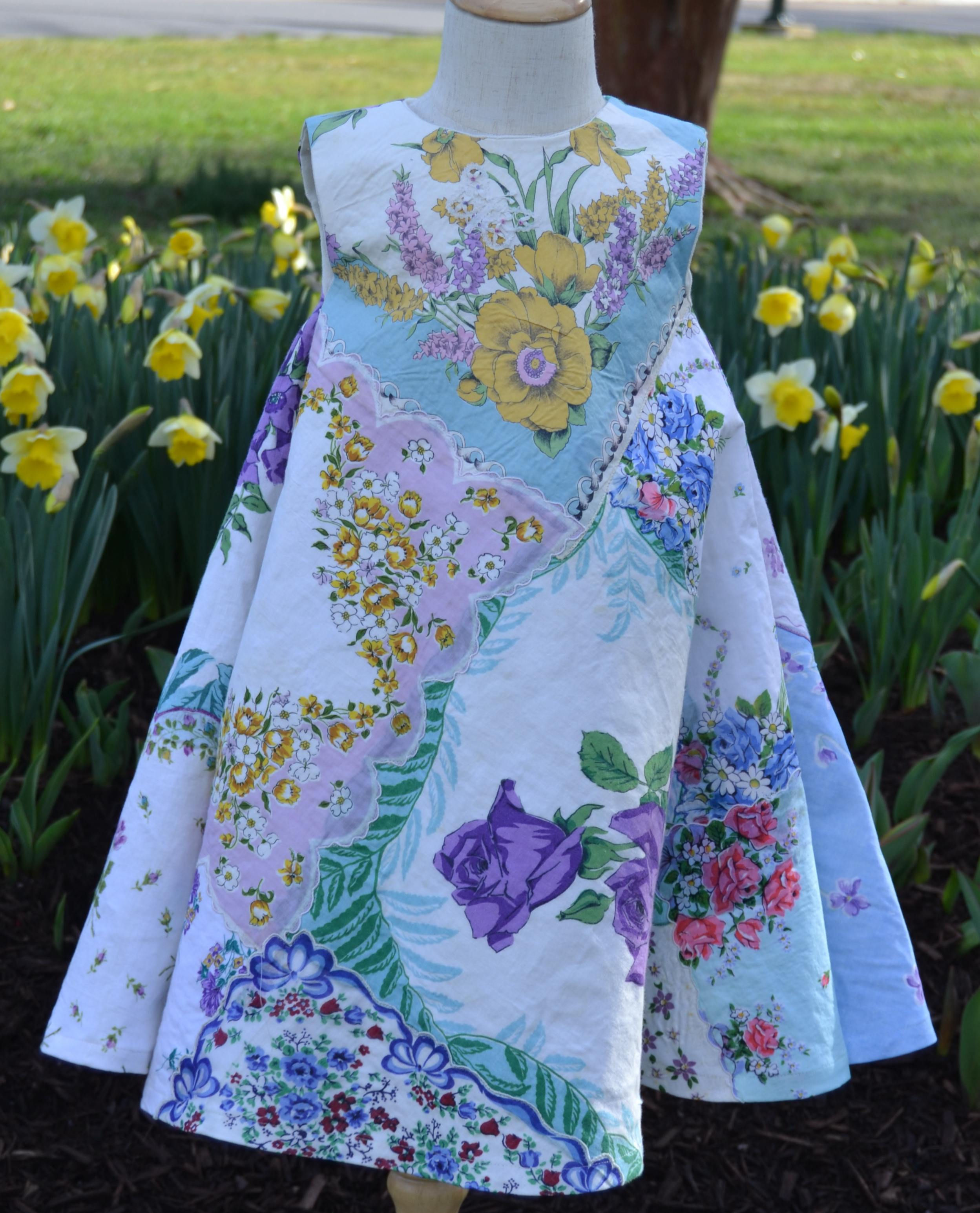 Hankie Collage Dress (Purple and Yellow Floral)