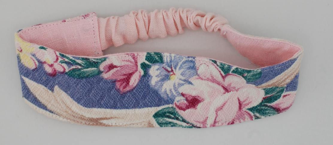 Child's Vintage Floral Design on Lavender Background Fabric Headband
