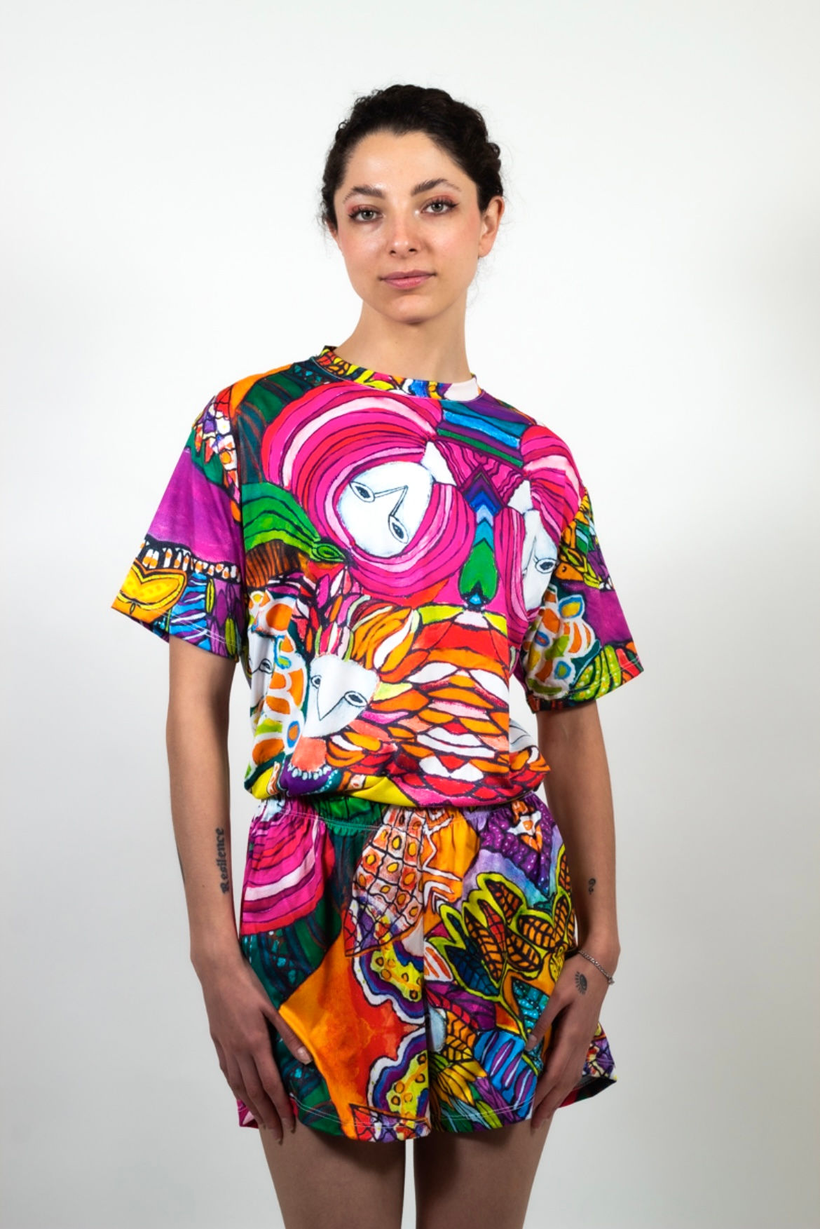 Pijama Shorts “Arlequines rosas” 