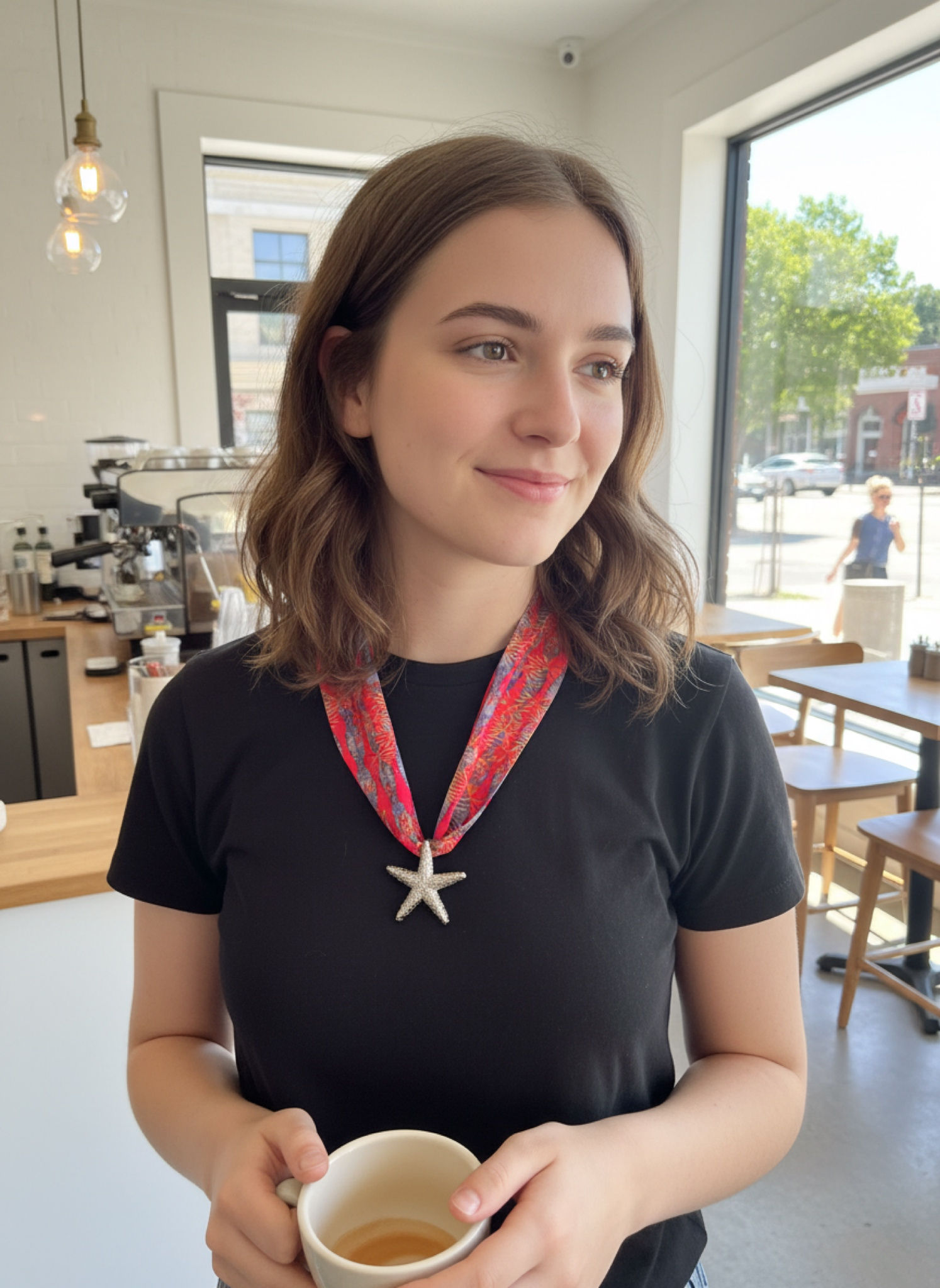 Collar mini corbatín con estrella plateada 