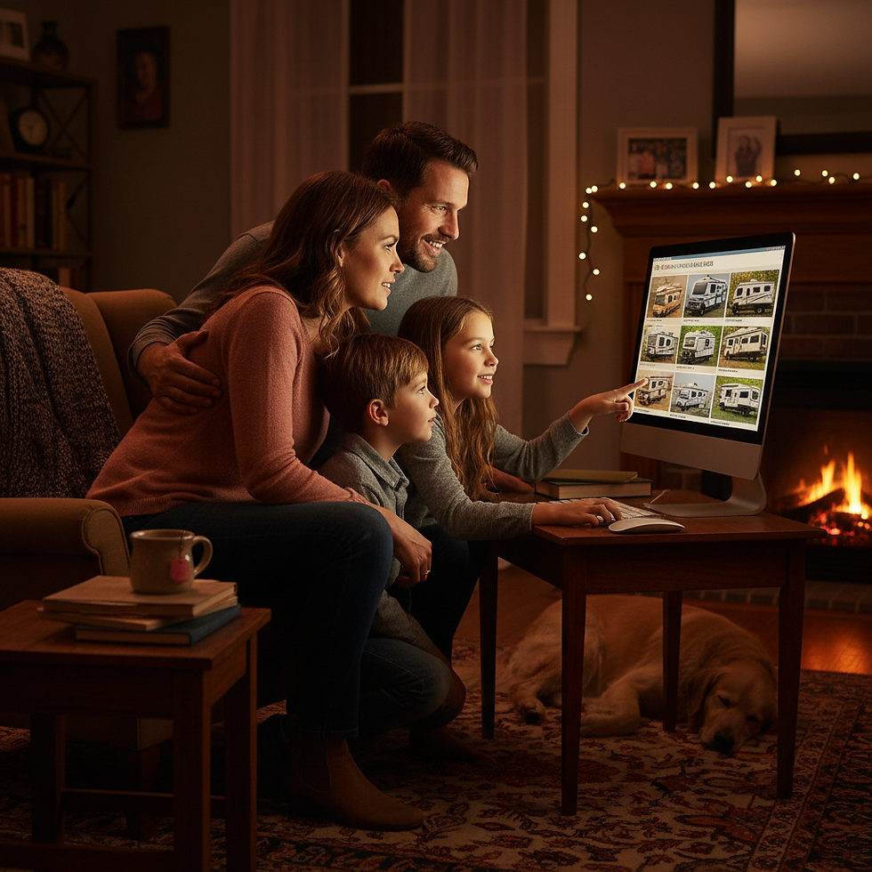 Family looking at online rv listings on their home computer.png