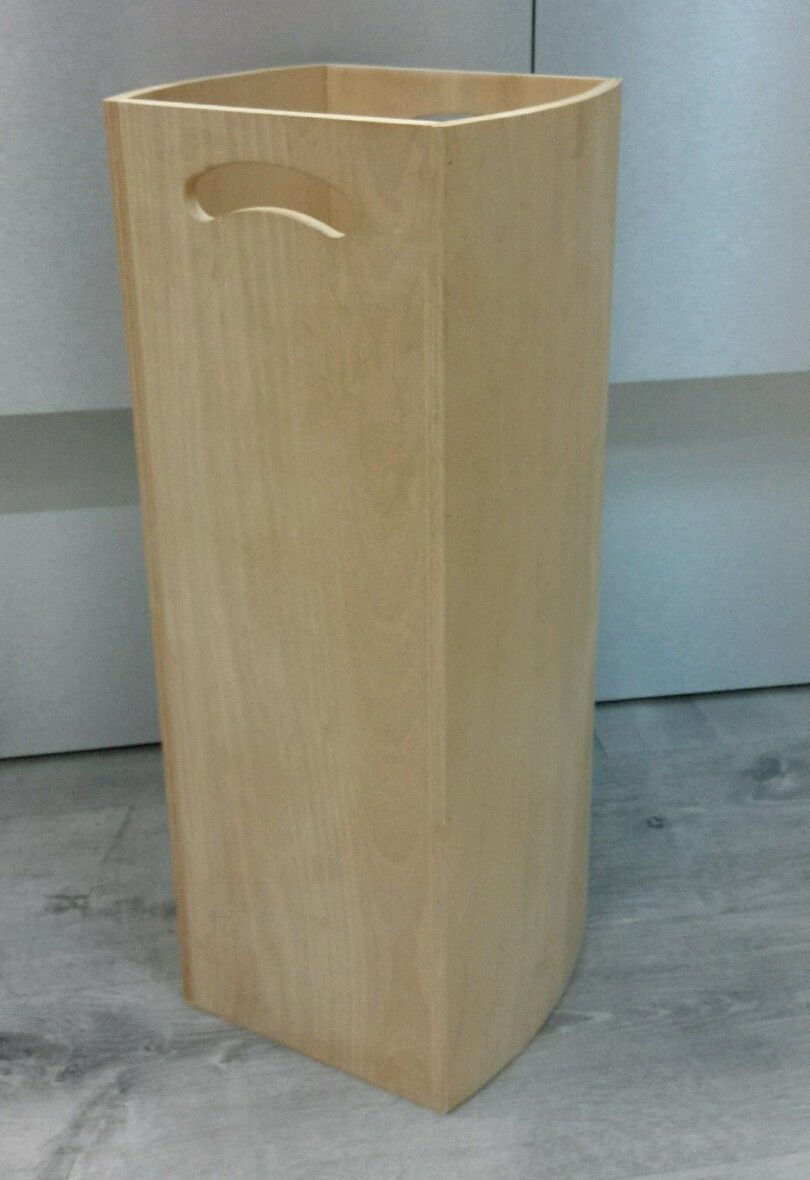 Miniatura: Paragüero de madera natural cuadrado bombado