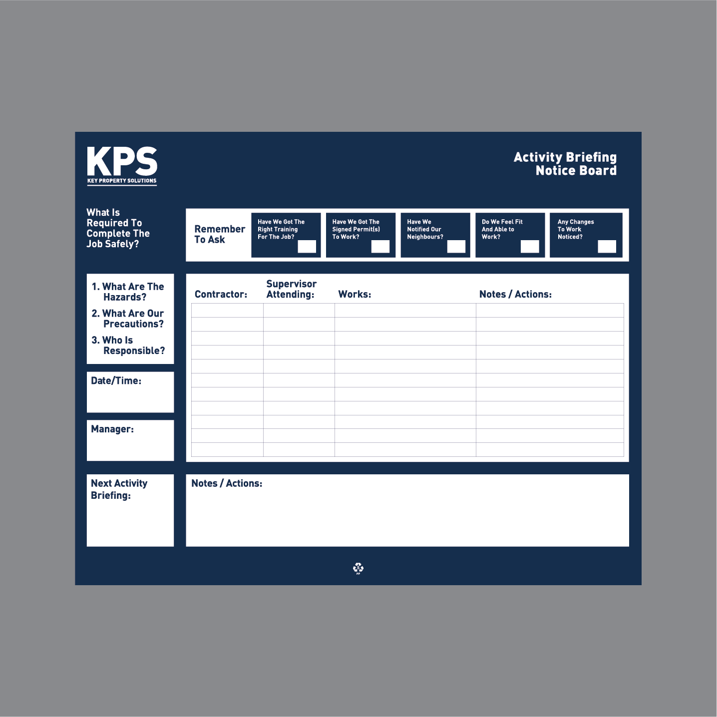 KPSN005 - DAILY ACTIVITY BRIEFING NOTICEBOARD