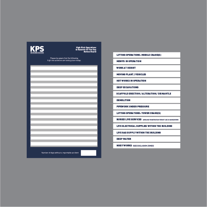 KPSN006 - HIGH RISK OPS NOTICEBOARD