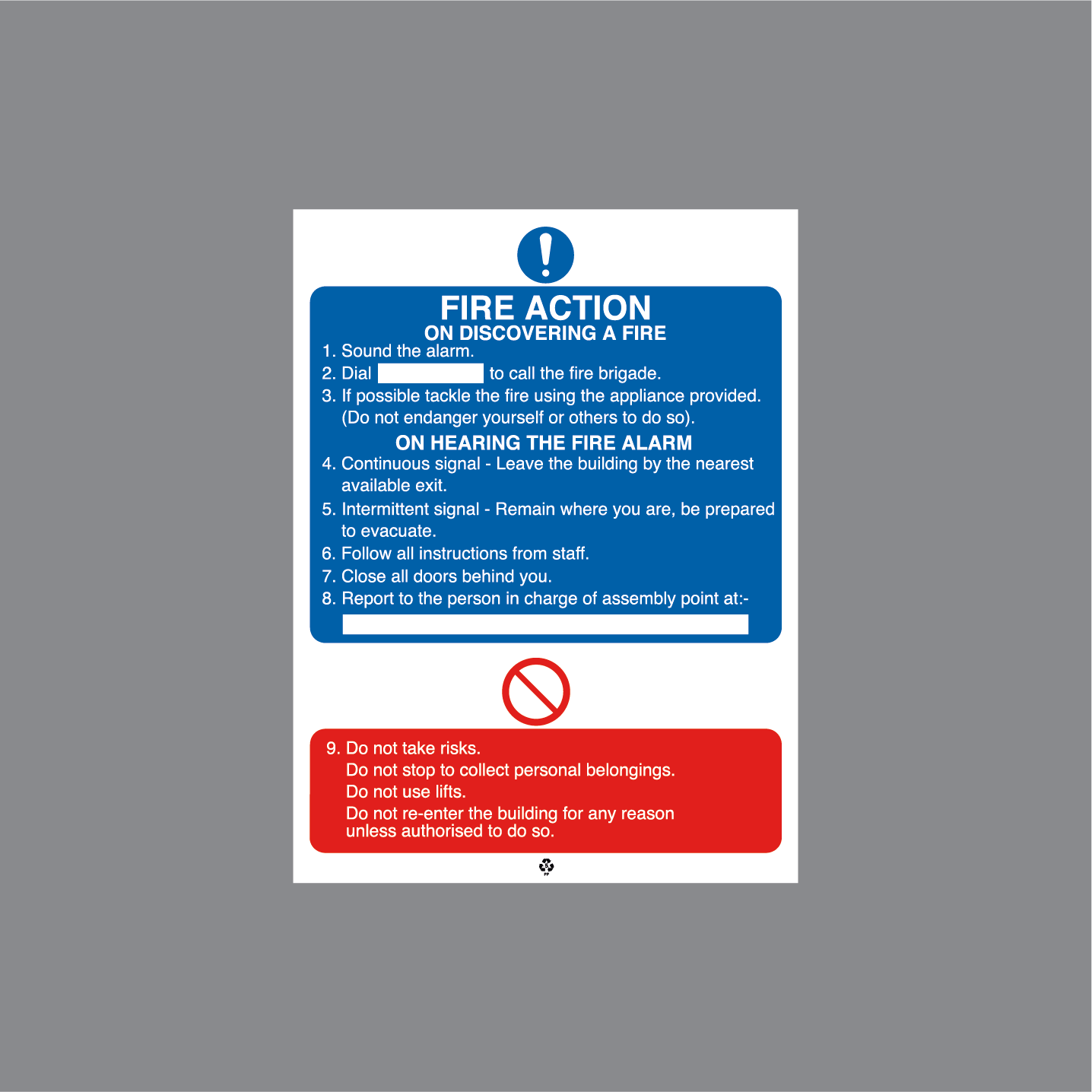 BKFS012 - FIRE ACTION NOTICE