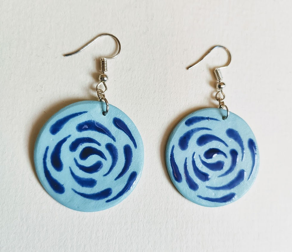 Jade-cobalt swirl earrings (L)