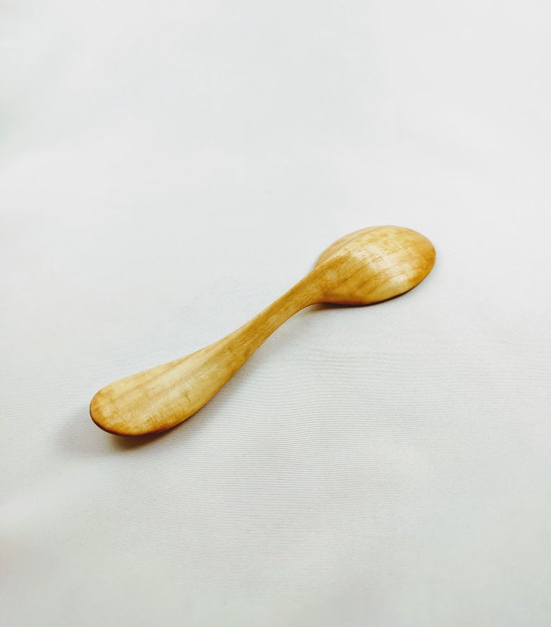 Thumbnail: Back view of spoon showing full design and vertical grain lines.