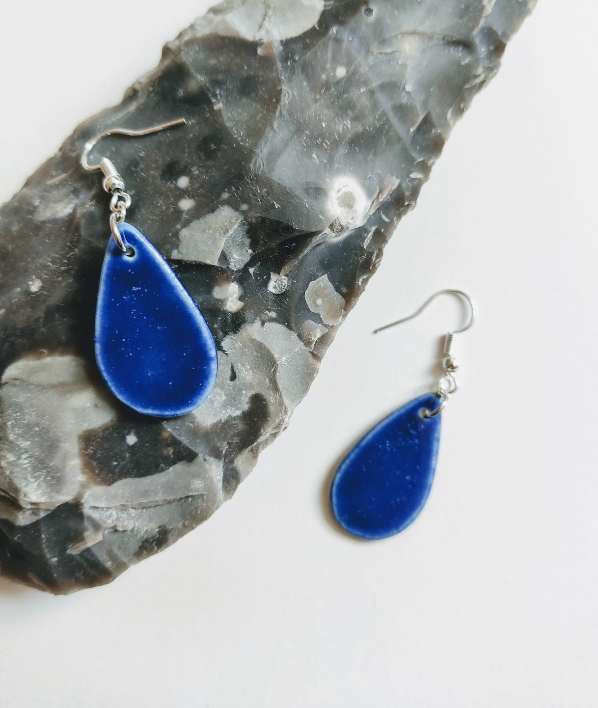 Denim effect earrings