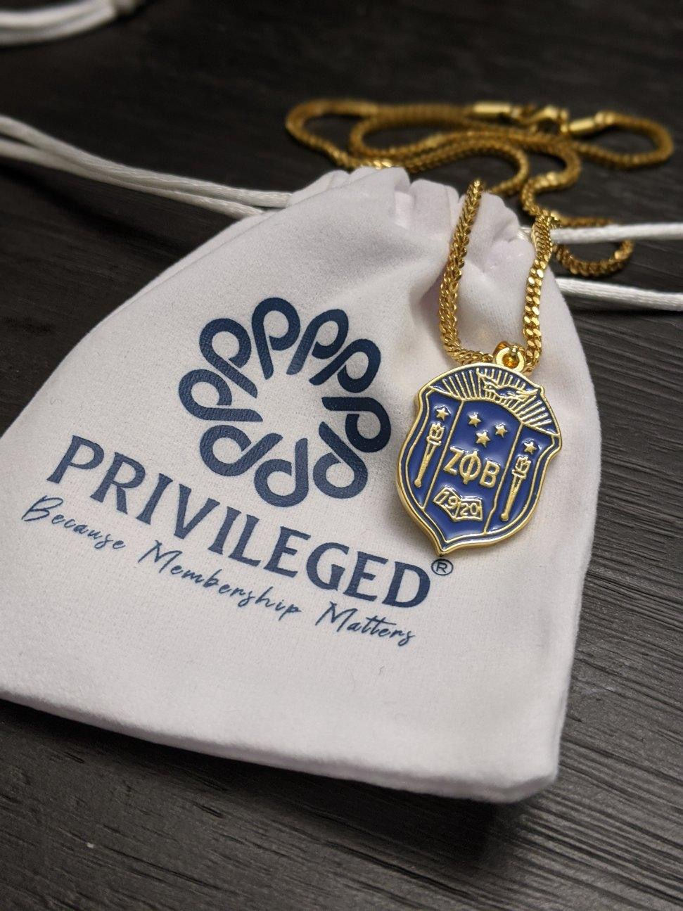 Thumbnail: ZPB Zeta Phi Beta Shield Pendant (Gold)