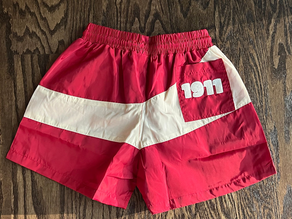 Thumbnail: Phi Nu Pi Essential Windbreaker Short Set (Crimson/Cream)
