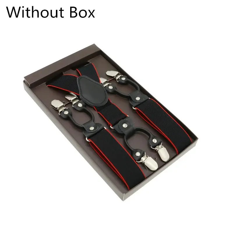 Thumbnail: 3.5*120cm Fashion Suspenders Genuine Leather 6 Clips Brace