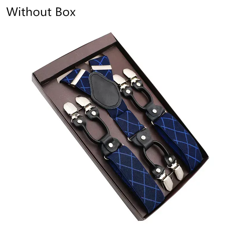 Thumbnail: 3.5*120cm Fashion Suspenders Genuine Leather 6 Clips Brace