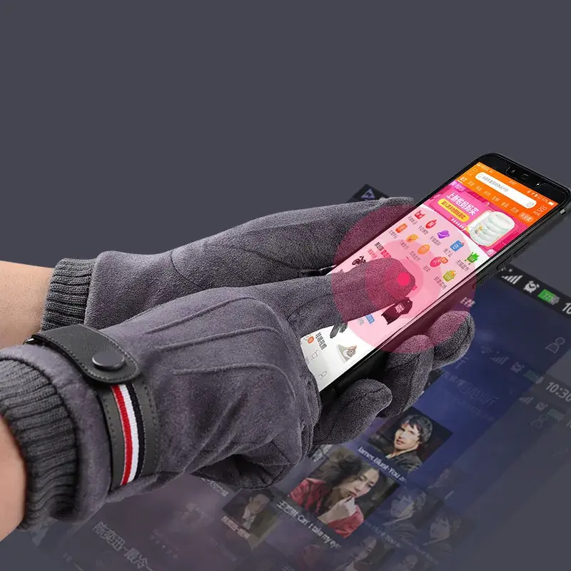 Thumbnail: Winter Men's Gloves Suede Keep Warm Touch Screen Gloves