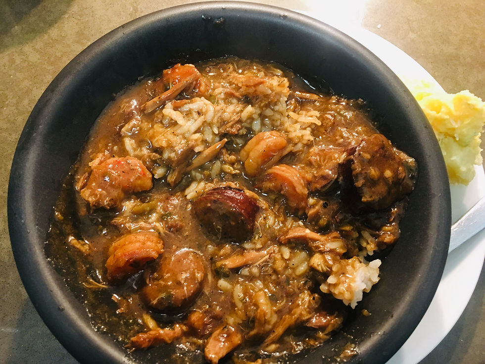 New Orleans Gumbo & Rice with Potato Salad