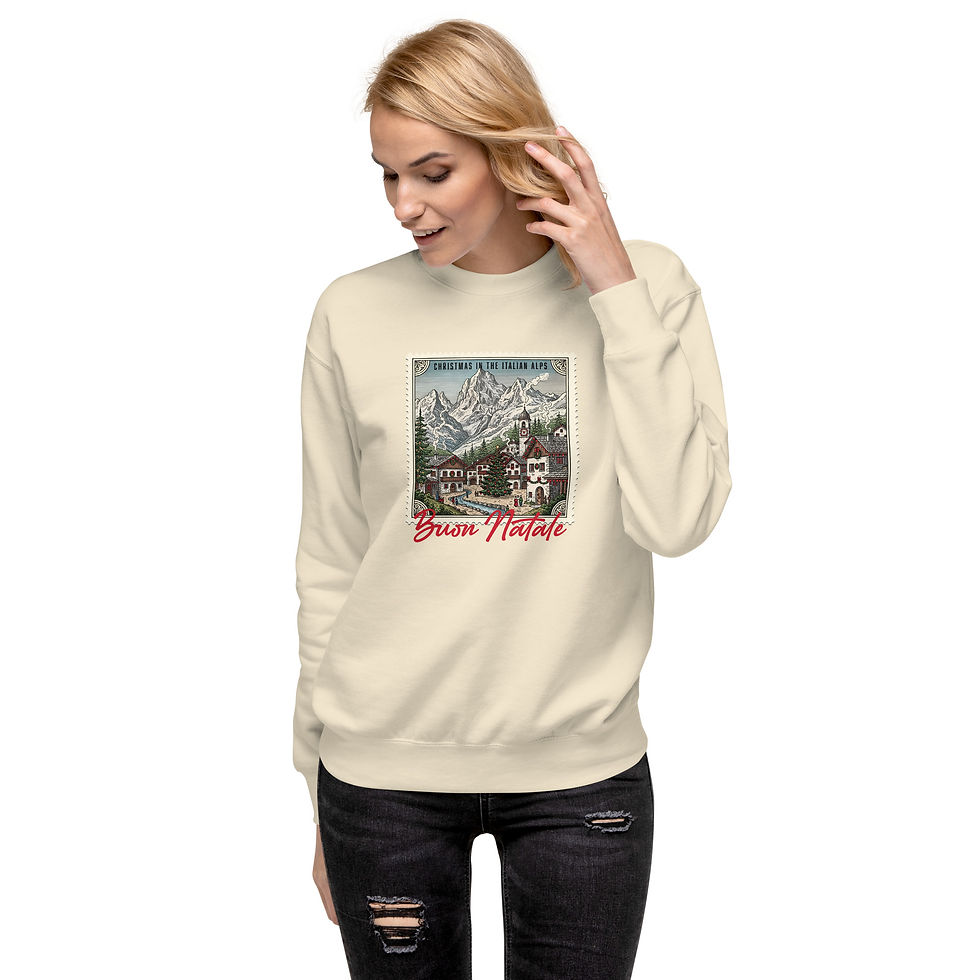 Thumbnail: Buon Natale Italian Alps Stamp Unisex Premium Sweatshirt