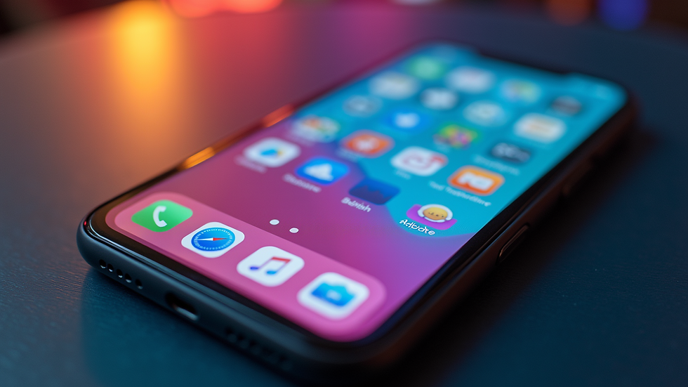 Eye-level view of a colorful app interface on a smartphone