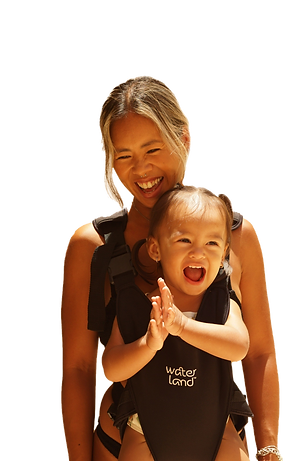 Fasten the upper and lower belts to ensure that you and the baby are both comfortable, and that the carrier is situated high