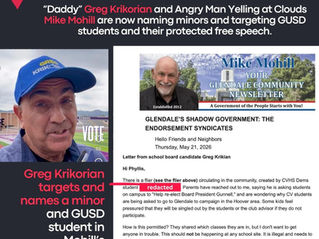 a screenshot of Greg Krikorian in a blue hat and mike mohill's community newsletter side by side